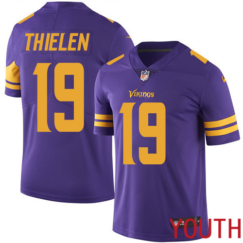 Minnesota Vikings #19 Limited Adam Thielen Purple Nike NFL Youth Jersey Rush Vapor Untouchable